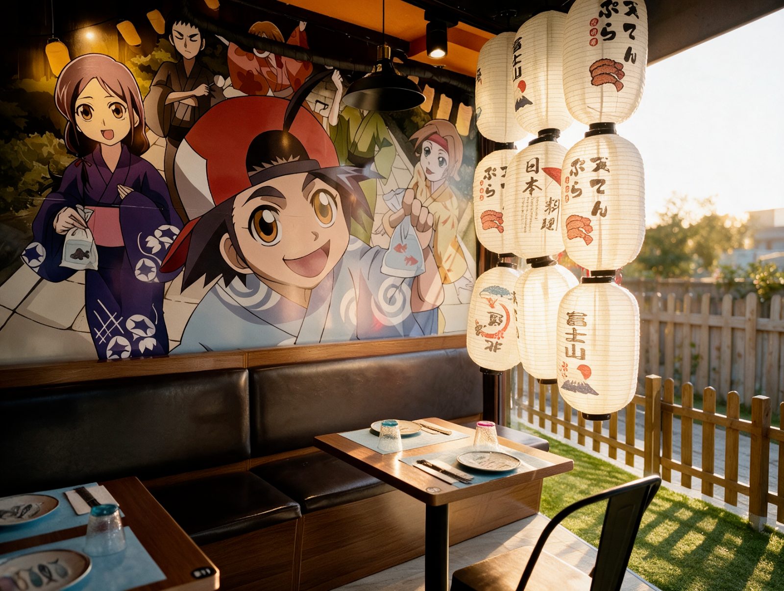 Mural anime y farolillos